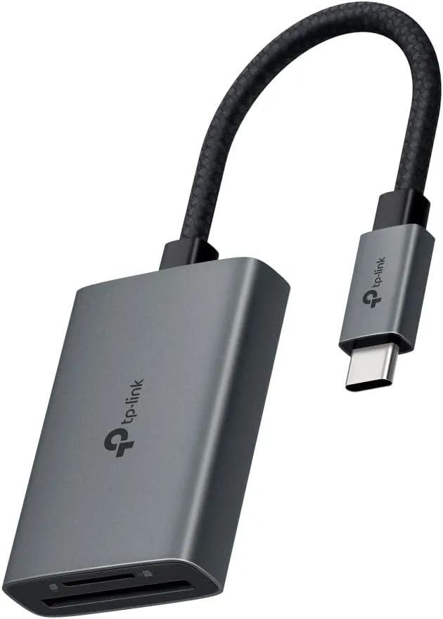 TP-Link ▫️ Leitor de cartões de memória SD USB-C para SD e microSD até 2 TB, USB 3.0, UHS-I 200 MB/s, leitura e gravação simultâneas de dois cartões UA430C