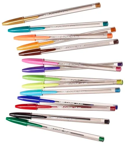 BIC ▫️ Cristal Multicolour Canetas de ponta larga (1,6 mm) Conjunto de formato especial - Cores clássicas, néon e divertidas, sortidas, embalagem de 27 3