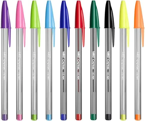 BIC ▫️ Cristal Multicolour Canetas de ponta larga (1,6 mm) Conjunto de formato especial - Cores clássicas, néon e divertidas, sortidas, embalagem de 27 5