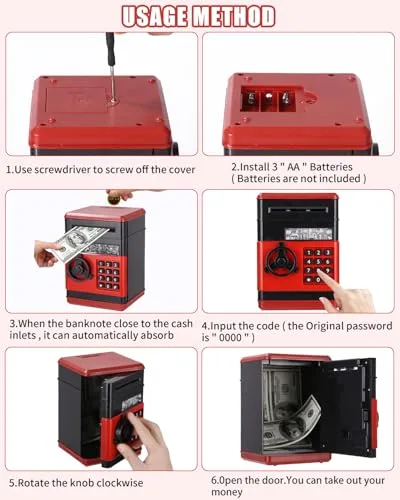 Birshe ▫️ Meia-lha eletrónica, Meia-lha tipo cofre para crianças, Meia-lha com senha 4