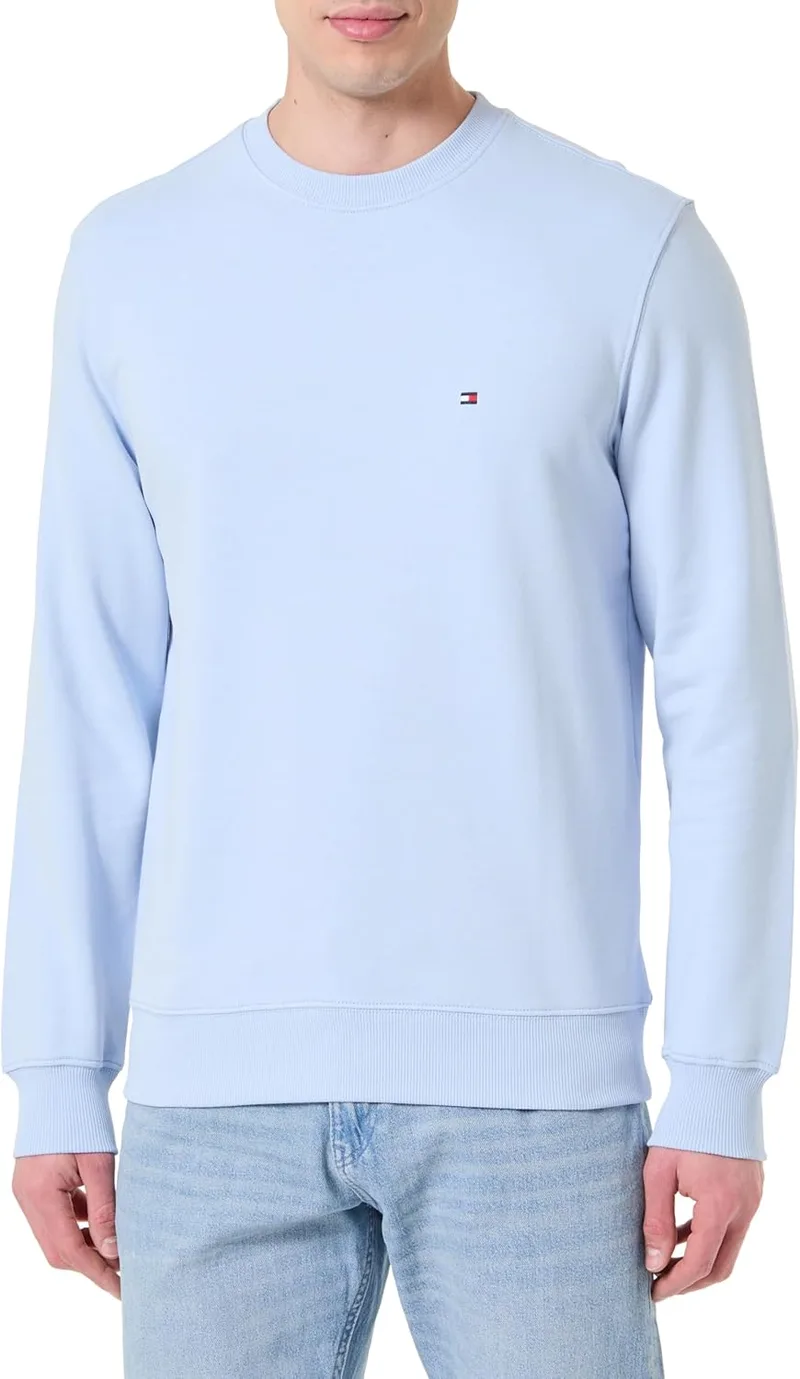 Tommy Hilfiger ▫️ Essential Terry Crewneck Sweatshirt sem botões para homem