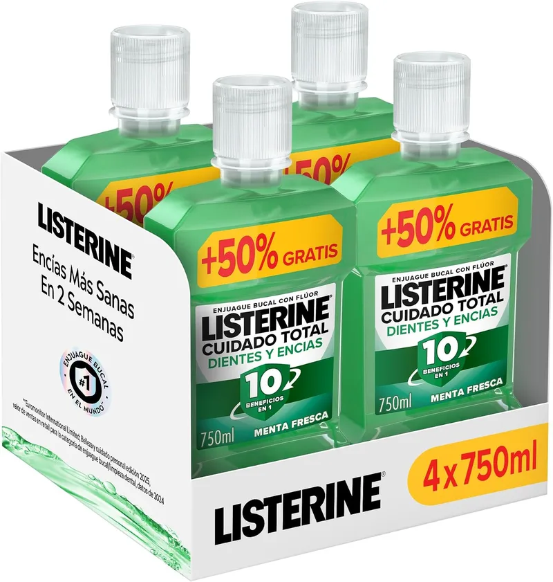 Listerine ▫️ Cuidado Total Proteção para Dentes e Gengivas - Elixir Bucal 4x750 ml
