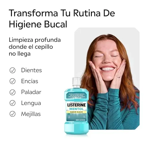 Listerine ▫️ Mentol Sabor Suave, Enxaguante Oral 0% de Álcool, 750 ml, 4 unidades 4