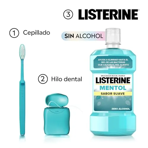 Listerine ▫️ Mentol Sabor Suave, Enxaguante Oral 0% de Álcool, 750 ml, 4 unidades 6