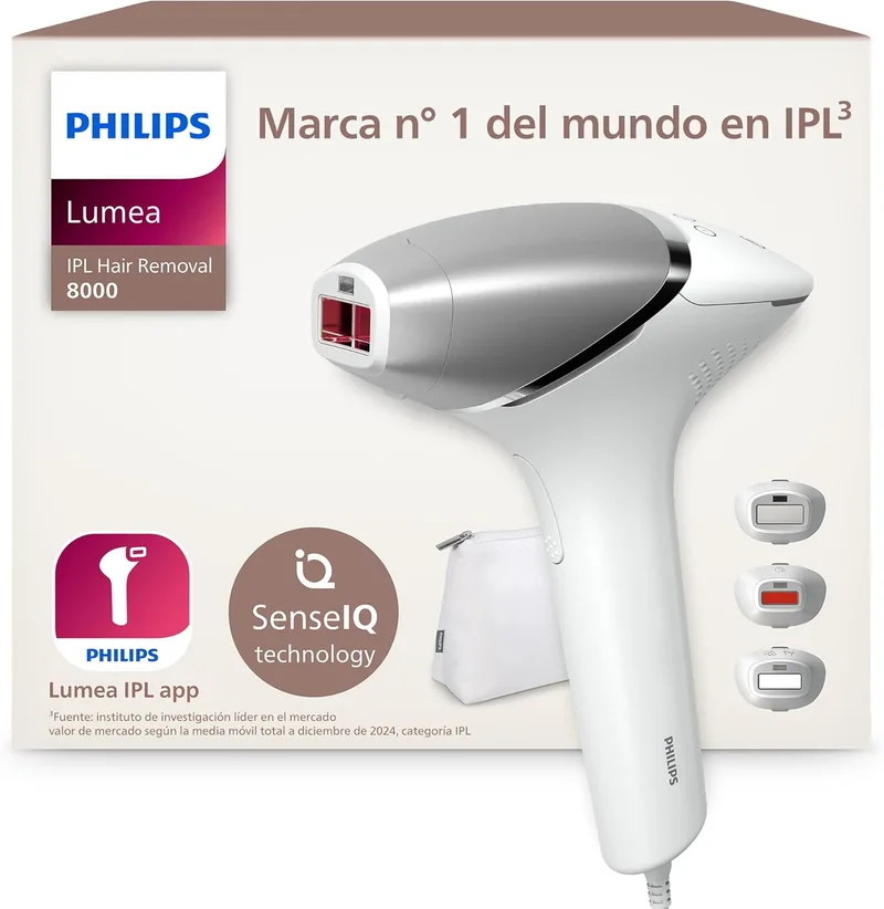 Philips ▫️ Lumea série 8000, aparelho de depilação por luz pulsada, alternativa ao laser, SenseIQ, 3 acessórios para zonas do corpo, rosto e precisão, BRI946/00