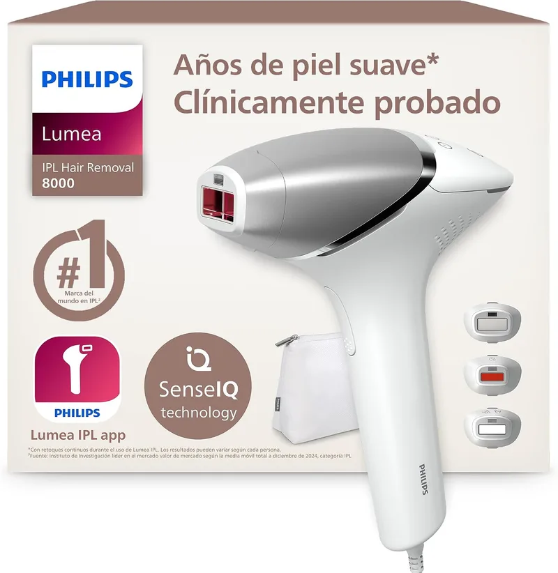 PHILIPS ▫️ Lumea série 8000, aparelho de depilação IPL, alternativa ao laser, SenseIQ, 3 acessórios para o corpo, rosto e zonas de precisão, BRI946/00
