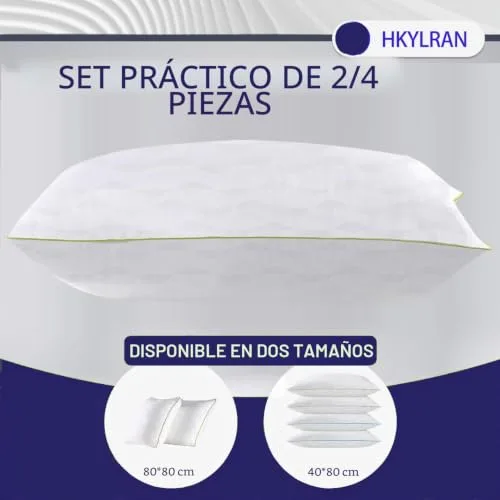 HKYLRAN ▫️ Roupa de cama - Conjunto de 2 almofadas para dormir (40 x 80 cm, respiráveis) 4