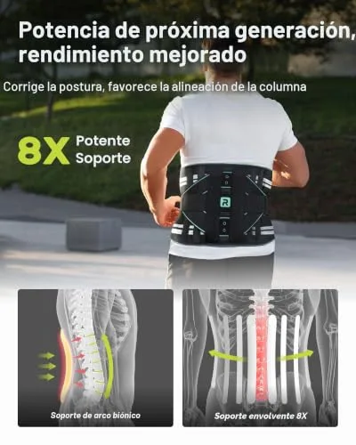 Rakiie ▫️ Lumbar para Homem e Mulher, Suporte Lombar 8X Potente com Almofada 3D, Suporte para as Costas Respirável com Correia Ajustável (Azul, Tamanho S) 2