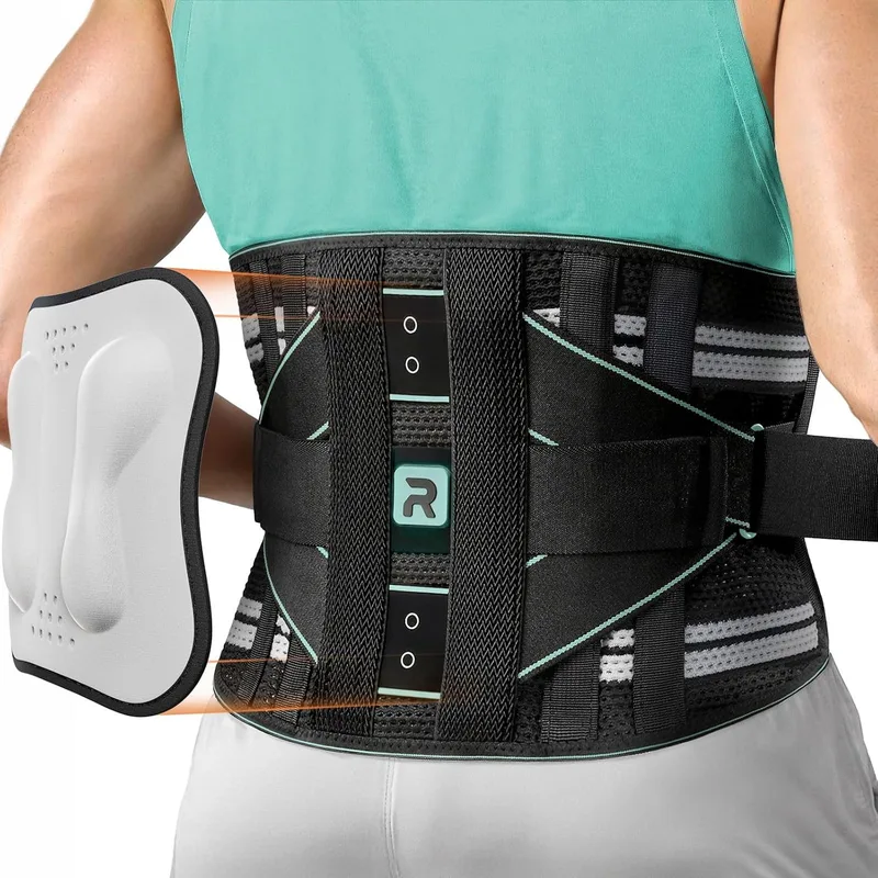 Rakiie ▫️ Lumbar para Homem e Mulher, Suporte Lombar 8X Potente com Almofada 3D, Suporte para as Costas Respirável com Correia Ajustável (Azul, Tamanho S)