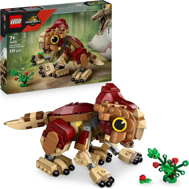 LEGO Jurassic World Dolores Bebé Dolores: Aquilops - Figura de Dinossauro de Brinquedo com Planta e Flores - Prenda para Rapazes e Raparigas com Mais de 7 Anos Fãs do Filme Jurassic World: O Renascido 76970