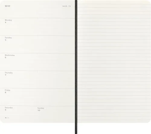 Moleskine ▫️ Agenda Semanal Agenda Semanal 2026 – 12 meses com espaço para notas, com capa mole e fecho elástico, formato grande 13 x 21 cm, cor preta 5