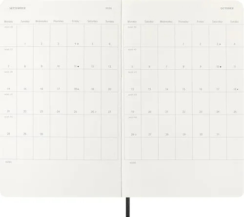 Moleskine ▫️ Agenda Semanal Agenda Semanal 2026 – 12 meses com espaço para notas, com capa mole e fecho elástico, formato grande 13 x 21 cm, cor preta 6