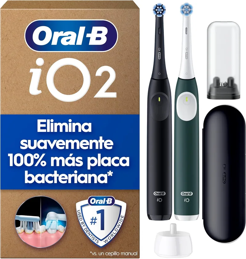 Oral-B ▫️ Escovas de dentes elétricas iO 2, pretas e verdes, embalagem de 2