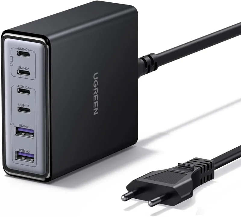 UGREEN ▫️ Zapix 100W Carregador USB C GAN Estação de carregamento com 6 portas Carregador de secretária Compatível com iPhone 17 Pro MAX Air 16 15 14 Galaxy S26 S25 A15 Pixel 10 iPad MacBook Air