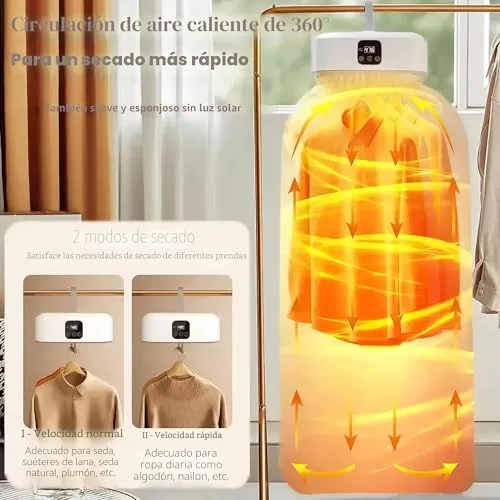 Liwankaqi ▫️ Secador de roupa portátil elétrico de 600 W com temporizador 3