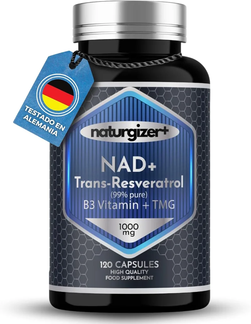naturgizer+ ▫️ NAD (Real NAD+) com 99,4% de Trans-Resveratrol puro, Niacinamida e Betaína (TMG): Complexo avançado 4+1 de alta pureza com tecnologia lipossómica: 120 cápsulas : Naturgizer+