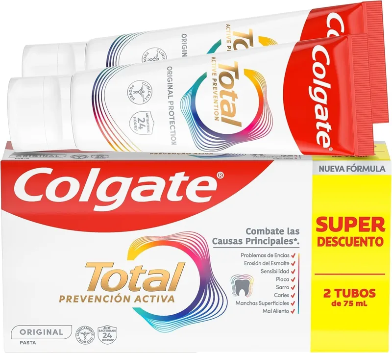 Colgate ▫️ Pasta de dentes Total Prevenção Ativa Original 2x75 ml
