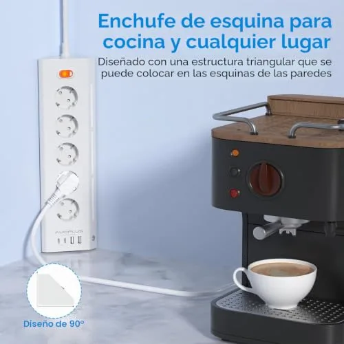 AUOPLUS ▫️ Multitomas com USB, com 5 tomadas elétricas e 4 portas USB 7