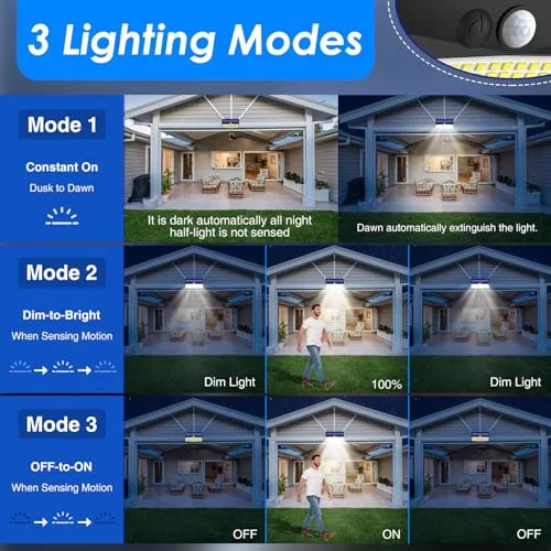 Peasur ▫️ Luz Solar LED para Exterior e Jardim 368LED: Luzes Solares com Sensor de Movimento, IP65 à Prova de Água, Projetores LED Solares para Exterior, Lâmpadas Solares Superbrilhantes – Pacote de 2 2