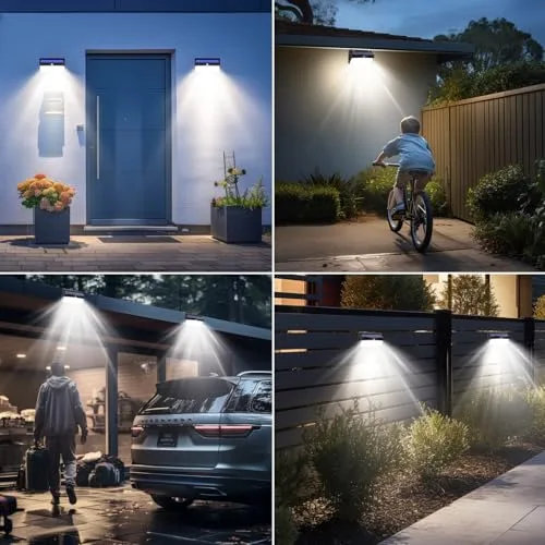 Peasur ▫️ Luz Solar LED para Exterior e Jardim 368LED: Luzes Solares com Sensor de Movimento, IP65 à Prova de Água, Projetores LED Solares para Exterior, Lâmpadas Solares Superbrilhantes – Pacote de 2 6