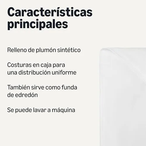 Amazon Basics ▫️ Edredão com enchimento de 300 g/m² - Edredão hipoalergénico com fibra alternativa às penas para cama 135/150/160, 220 x 240 cm, branco 2