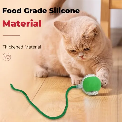 SORNEICDR ▫️ Nova bola interativa para gatos, bola de brincar interativa de 360°, bola inteligente com rolamento automático para gatos e cães (vermelha) 3