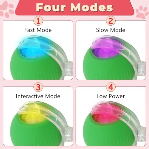 SORNEICDR ▫️ Nova bola interativa para gatos, bola de brincar interativa de 360°, bola inteligente com rolamento automático para gatos e cães (vermelha) 4