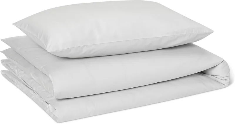 Amazon Basics ▫️ Conjunto de roupa de cama para crianças 100% algodão orgânico, capa de edredão reversível 100 x 135 cm e fronha 40 x 60 cm para cama de criança, cinzento suave