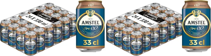 Amstel ▫️ Oro 0,0 Cerveja Torrada Sem Álcool Em lata, 24 x 33 cl (Embalagem de 2)
