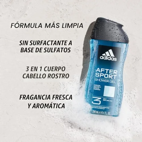 adidas ▫️ After Sport Shower Gel, gel de banho 250 ml (embalagem de 3) 4