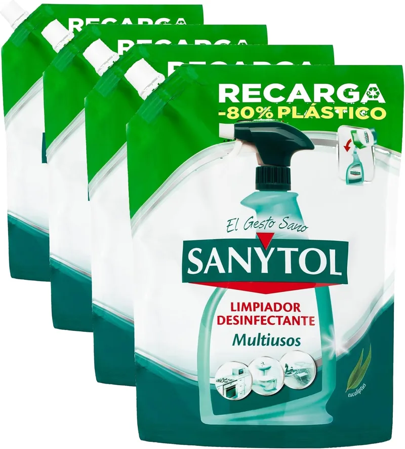 Sanytol ▫️ Recarga Multiusos de Eucalipto 750 ml (Embalagem de 4)