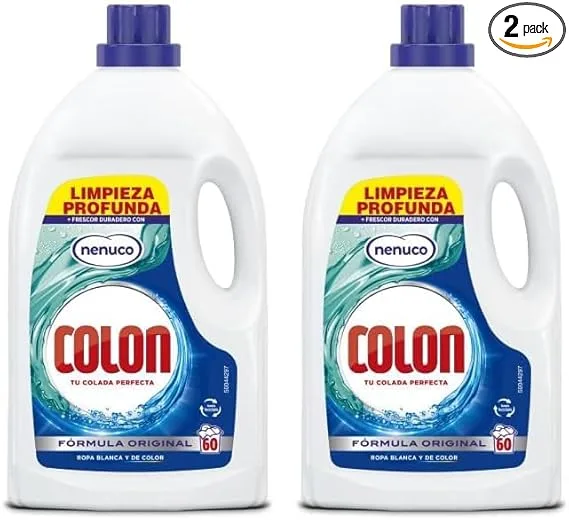 Colon ▫️ Nenuco - Detergente para Máquina de Lavar Roupa, indicado para roupa branca e de cor, em formato de gel - 60 lavagens (Embalagem de 2)