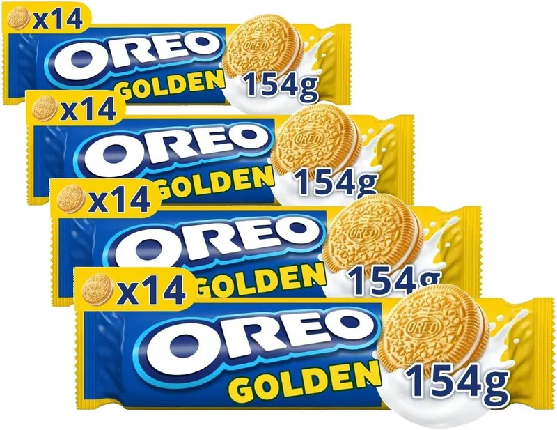 Oreo ▫️ Bolachas Golden de baunilha com recheio de creme com sabor a baunilha 154 g (embalagem de 4)