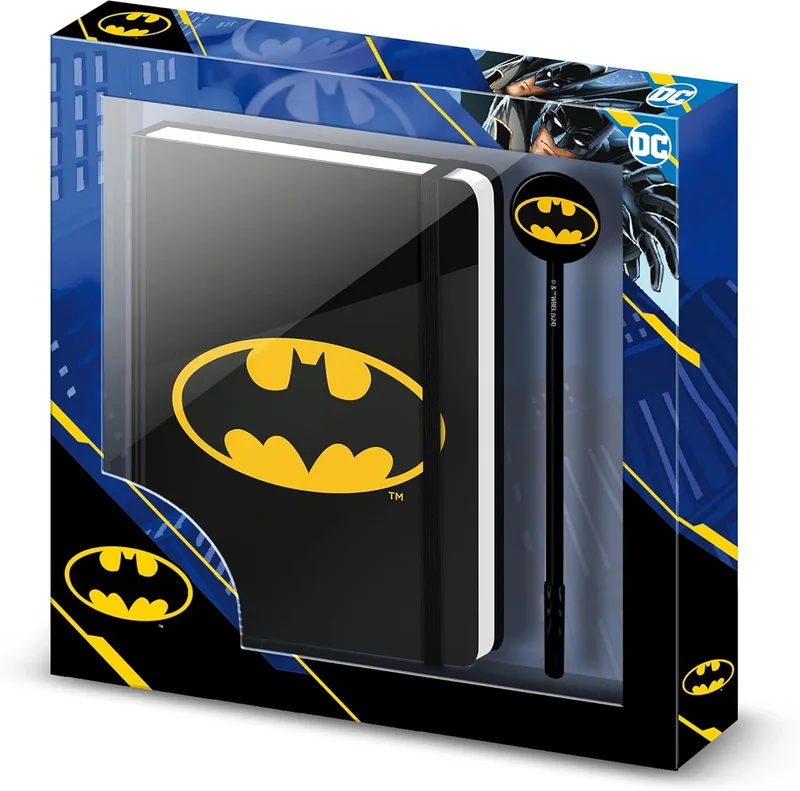 DC Comics ▫️ Batman Batsinal - Caixa de presente com diário e caneta Fashion, preta