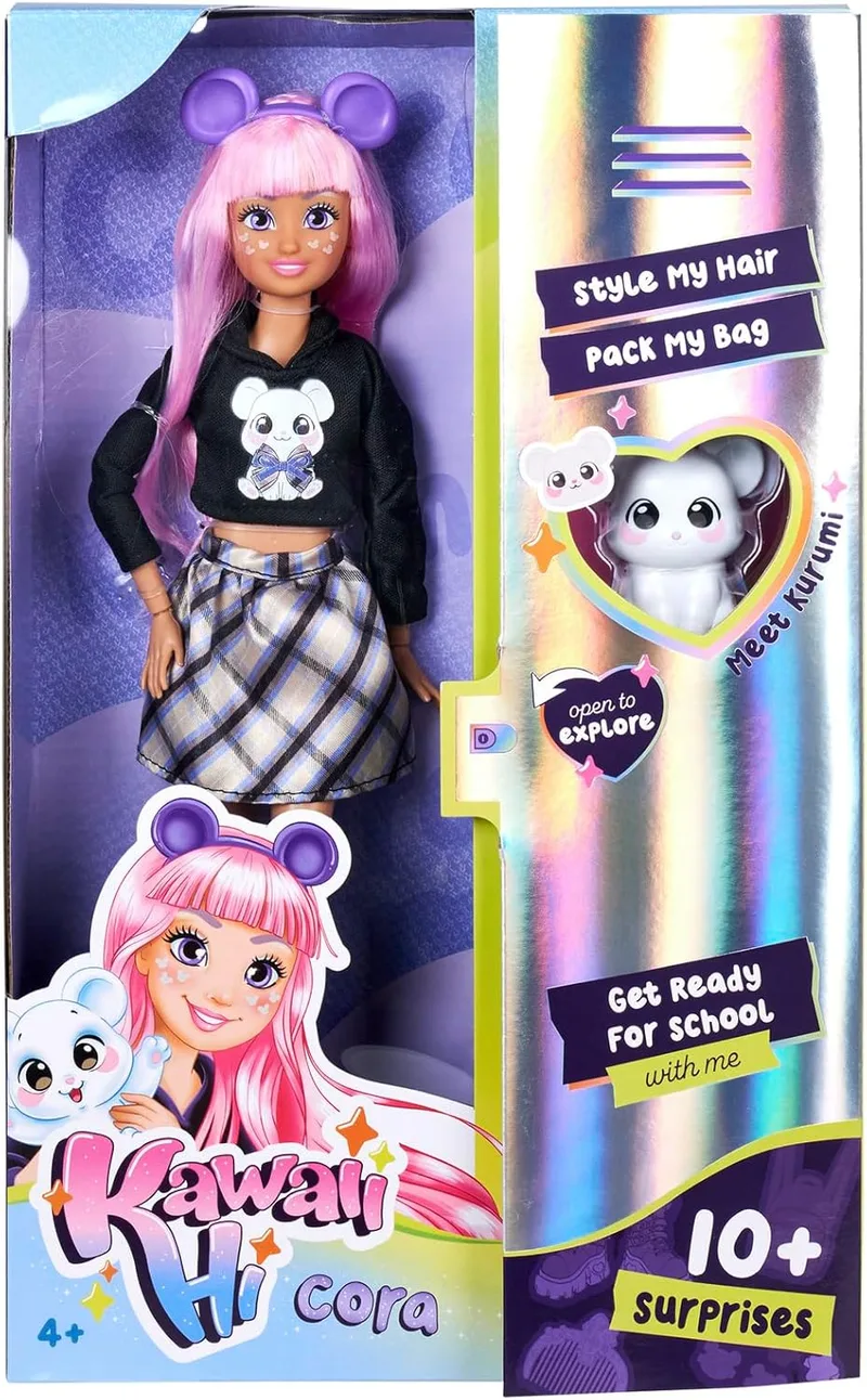 Simba ▫️ Kawaii Hi Cora 105953976 - Boneca de moda móvel para pentear e arranjar o cabelo, boneca com cabelo comprido, ratinho e acessórios, brinquedo para crianças a partir dos 4 anos