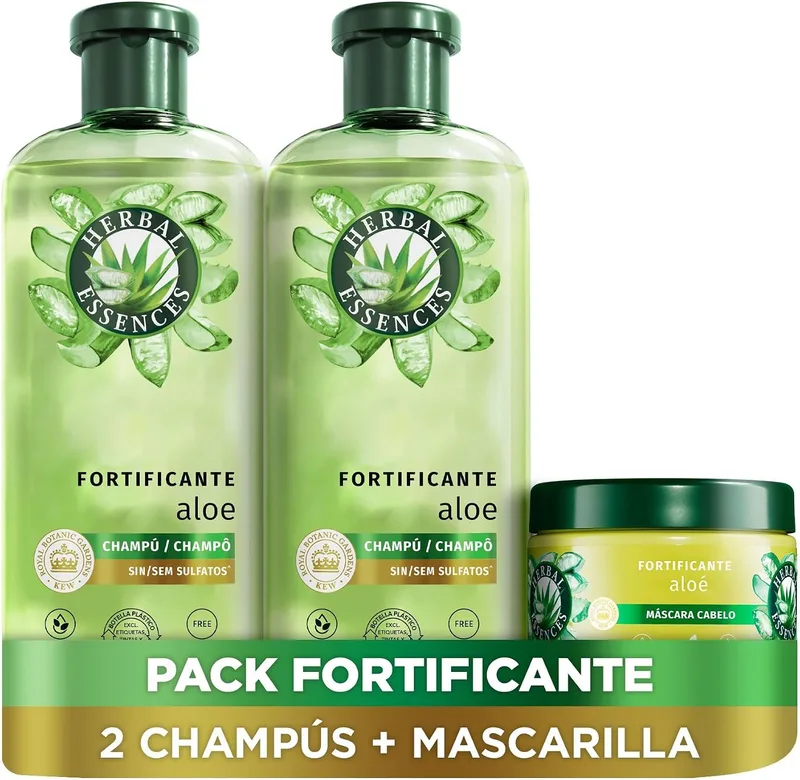 Herbal Essences ▫️ Aloe Champô Sem Sulfatos 2x350 ml + Máscara Fortificante