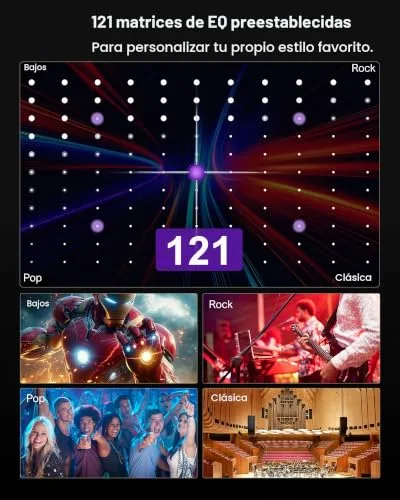ULTIMEA ▫️ Barra de Som de 7.1 canais para TV, Sistema de Som Surround para Cinema em Casa, 4 altifalantes surround, subwoofer de 4", controlo por aplicação, equalizador ajustável, Bluetooth 5.3, Aura A40 5