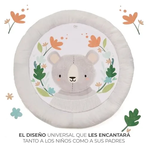 Kinderkraft ▫️ COZYPLAY Ginásio para bebé, Tapete infantil, Tapete de pelúcia com brinquedos, Brinquedos estimulantes, 2 arcos macios, Lavável na máquina, Cinzento 4