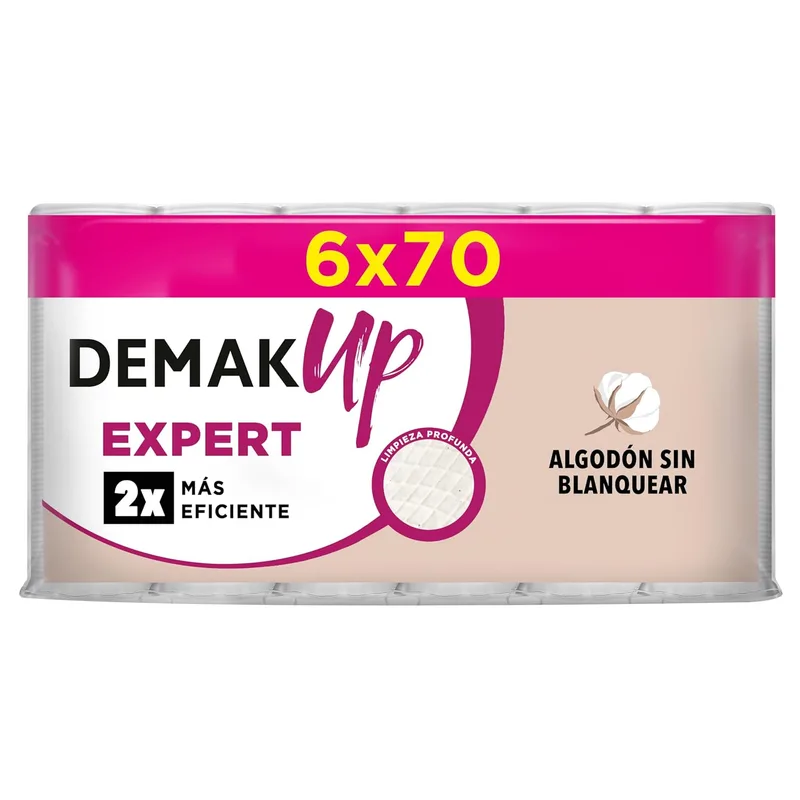 Demak'Up ▫️ Discos Desmaquilhantes Expert Round 6x70 unidades - Sem branqueamento, textura em favo de mel, embalagem de 420 unidades