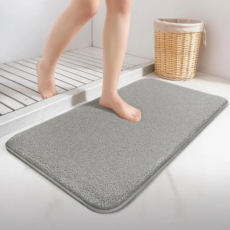 VOUNOT ▫️ ® Tapete de banho antiderrapante 40 x 60 cm, tapete superabsorvente e extra grosso em microfibra, lavável na máquina, macio e almofadado, cinzento