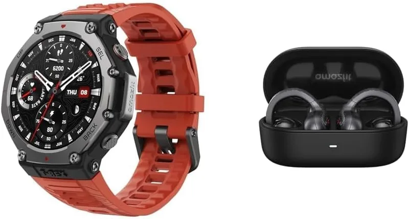 Amazfit ▫️ Relógio inteligente para exterior T-Rex 3 Preto + Auscultadores Up OWS Bluetooth 5.3