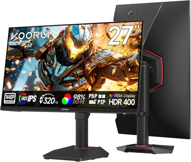 KOORUI ▫️ Monitor de jogos de 27 polegadas, HDR400, IPS, QHD, 320 Hz, modelo G2721E