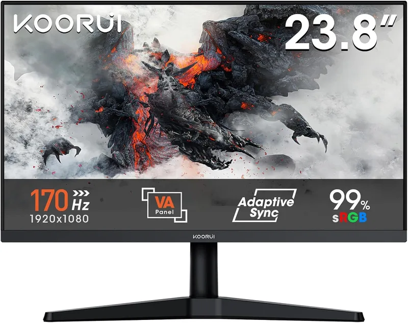 KOORUI ▫️ Monitor de jogos de 24", 170 Hz, para PC, ecrã FHD, Adaptive Sync, HDMI 1.4