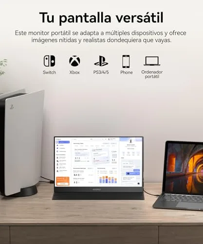 KOORUI ▫️ Monitor portátil de 15,6" FHD com HDMI/Type-C/USB-C e altifalantes integrados 2
