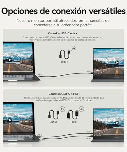KOORUI ▫️ Monitor portátil de 15,6" FHD com HDMI/Type-C/USB-C e altifalantes integrados 4