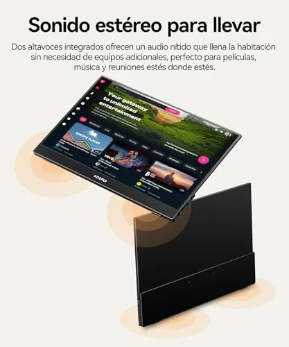 KOORUI ▫️ Monitor portátil de 15,6" FHD com HDMI/Type-C/USB-C e altifalantes integrados 5