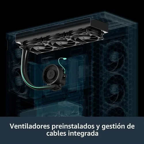 ARCTIC ▫️ Liquid Freezer III Pro 420 - Sistema de refrigeração AIO para CPU, 3 x 140 mm de refrigeração a água, radiador de 38 mm, bomba PWM, ventoinha VRM, compatível com AMD AM5/AM4 e Intel LGA1851/1700, placa de contacto - Preto 6