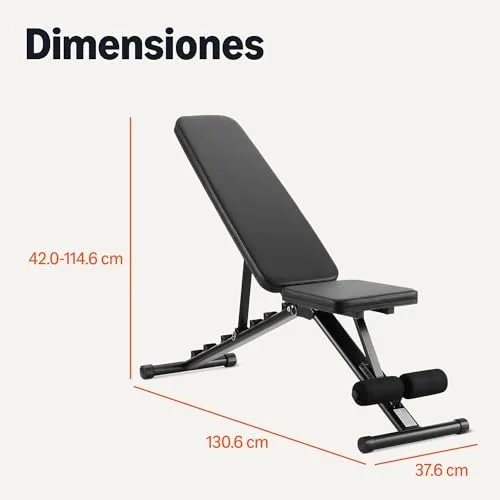 Amazon Basics ▫️ Banco de musculação ajustável para treino, dobrável, para ginásio em casa, Preto, 135 x 38 x 116 cm 5
