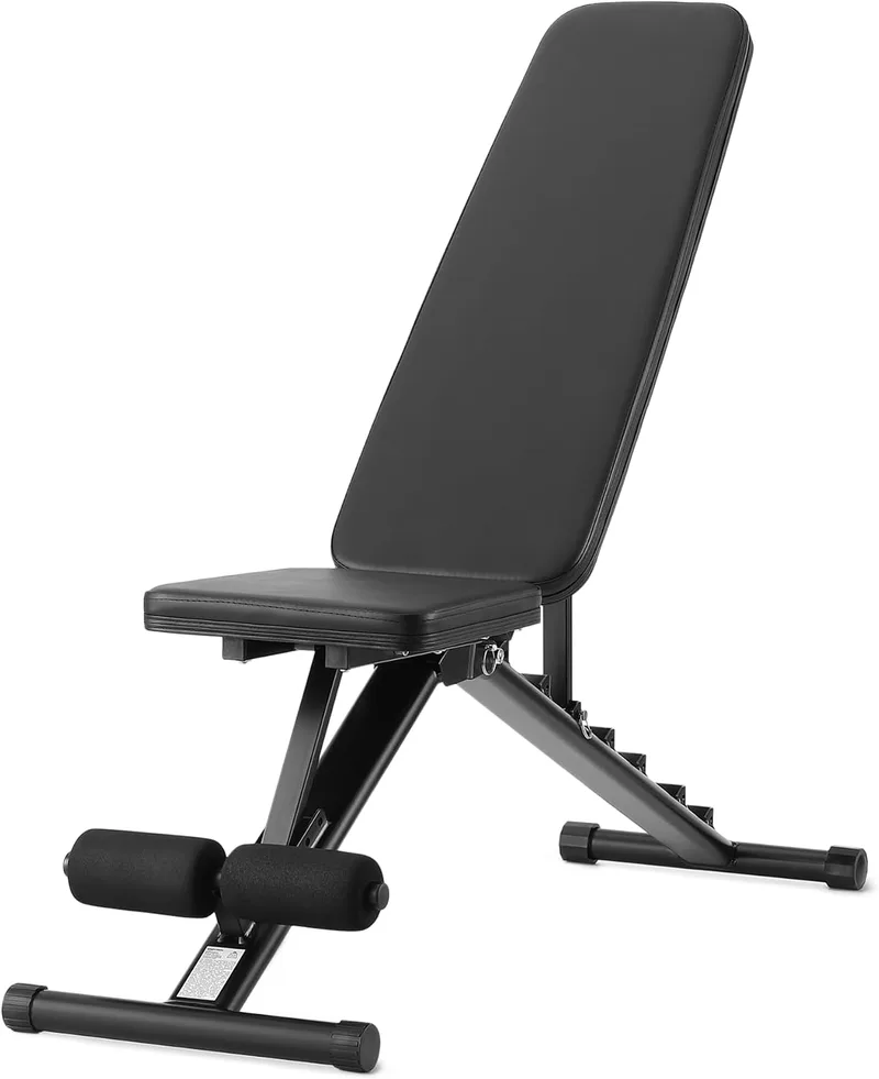 Amazon Basics ▫️ Banco de musculação ajustável para treino, dobrável, para ginásio em casa, Preto, 135 x 38 x 116 cm