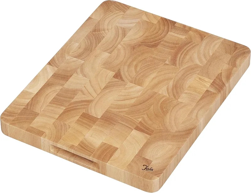 Tala ▫️ Tábua de corte retangular com pegas integradas, madeira Hevea de qualidade alimentar premium, ideal para cortar, fatiar, preparar e servir todos os alimentos, mede 37 x 30 x 3